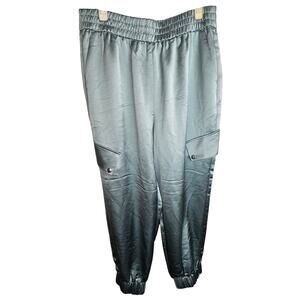 Express Womens Satin Cargo Jogger Pants Size M Conscious Edit Shiny Going Out